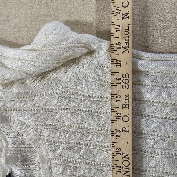 AEO Y2K Womens Cableknit Wool Blend Sweater Size L Pullover Neutral Quiet Luxury - Picture 6 of 7